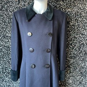 Vintage Christian Dior Loro Piana Doublebreasted Wool Coat Navy Women 12/14